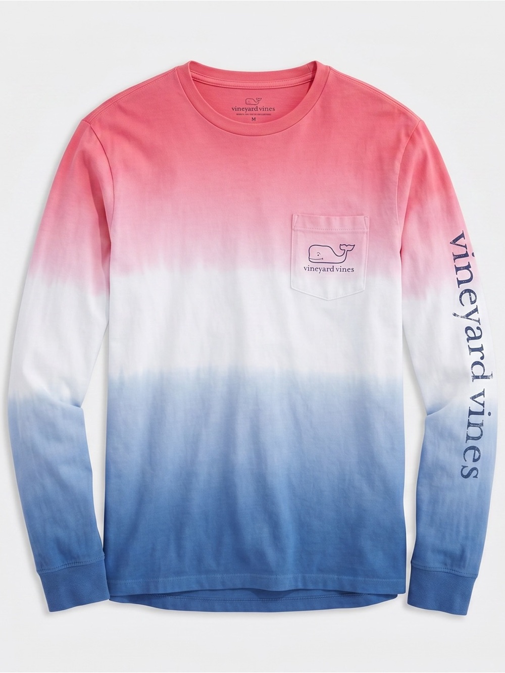 Vineyard Vines Long-Sleeve Pocket Tee T Shirt Red White Blue Ombré Unisex